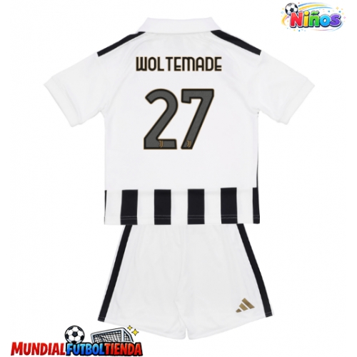Camiseta Juventus Nick Woltemade #27 Primera Equipación Replica 2026-27 para niños mangas cortas (+ Pantalones cortos)